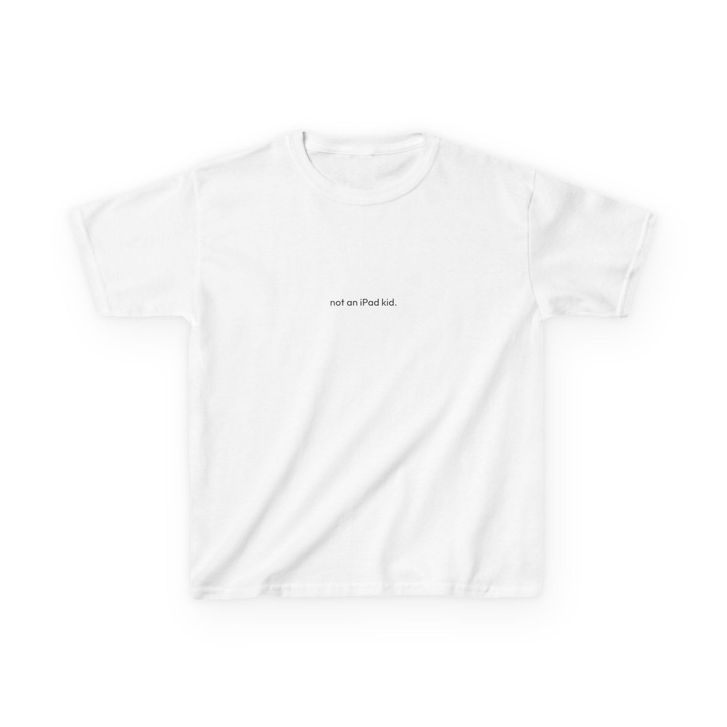 Gray t-shirt with a small logo on a white background